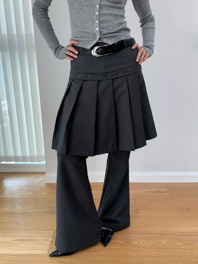 Fake Pleats Skirt Casual Pants