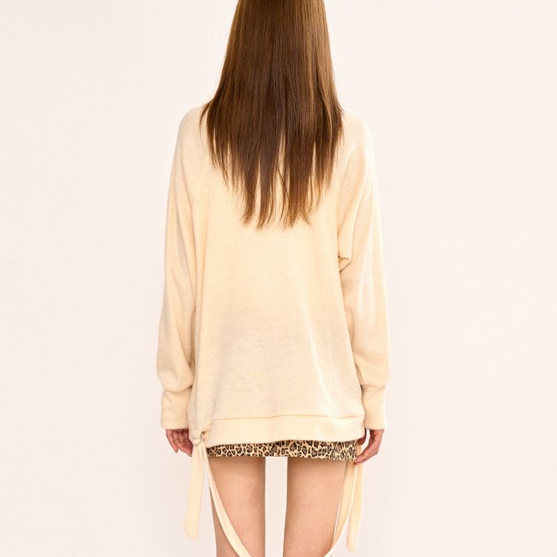 Hairy Zipslit Pullover - Ivory
