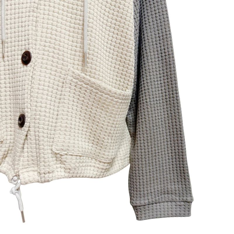 (2color) Waffle Raglan Hood Cardigan