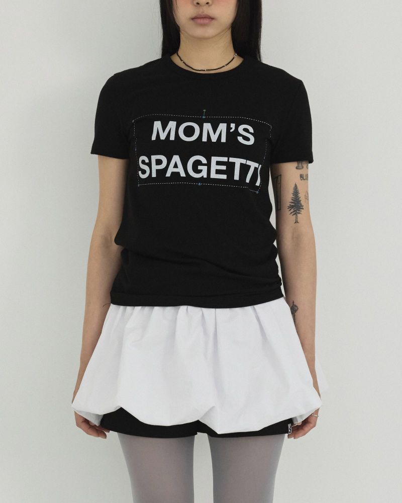 MIYHOO(ミワイフ)の「MOMS SPAGETTI EDIT TEE ( BLACK )(Tops)」