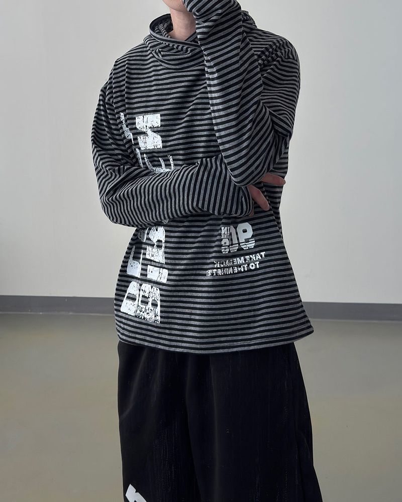 River Fingerhole Stripe Hoodie