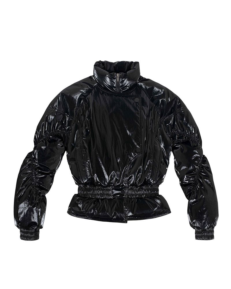 Double Layered Goose Down Jacket _ Glossy Black