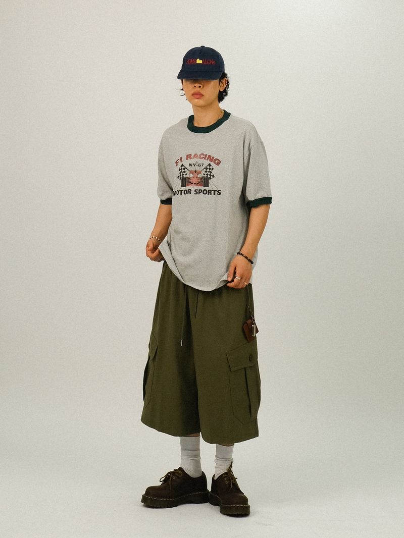 AD Cargo Back Printing Bermuda Banding Pants