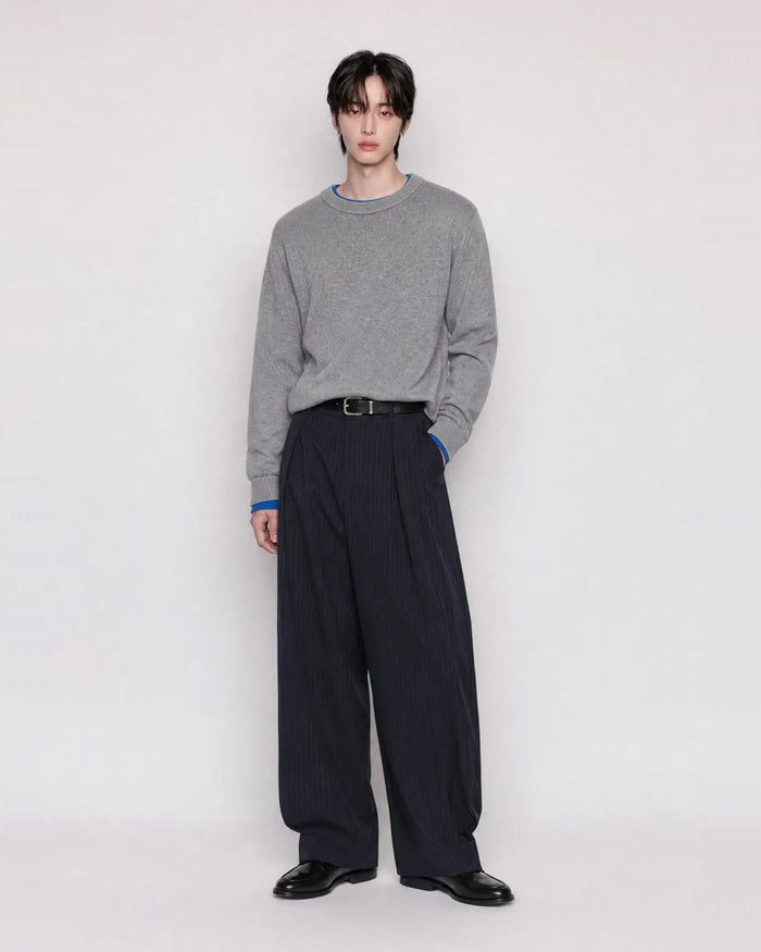 (UNISEX) Colorblock Round Knit