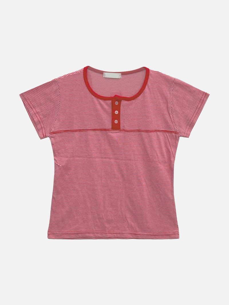 Picnic Half Button T-Shirt (4c)