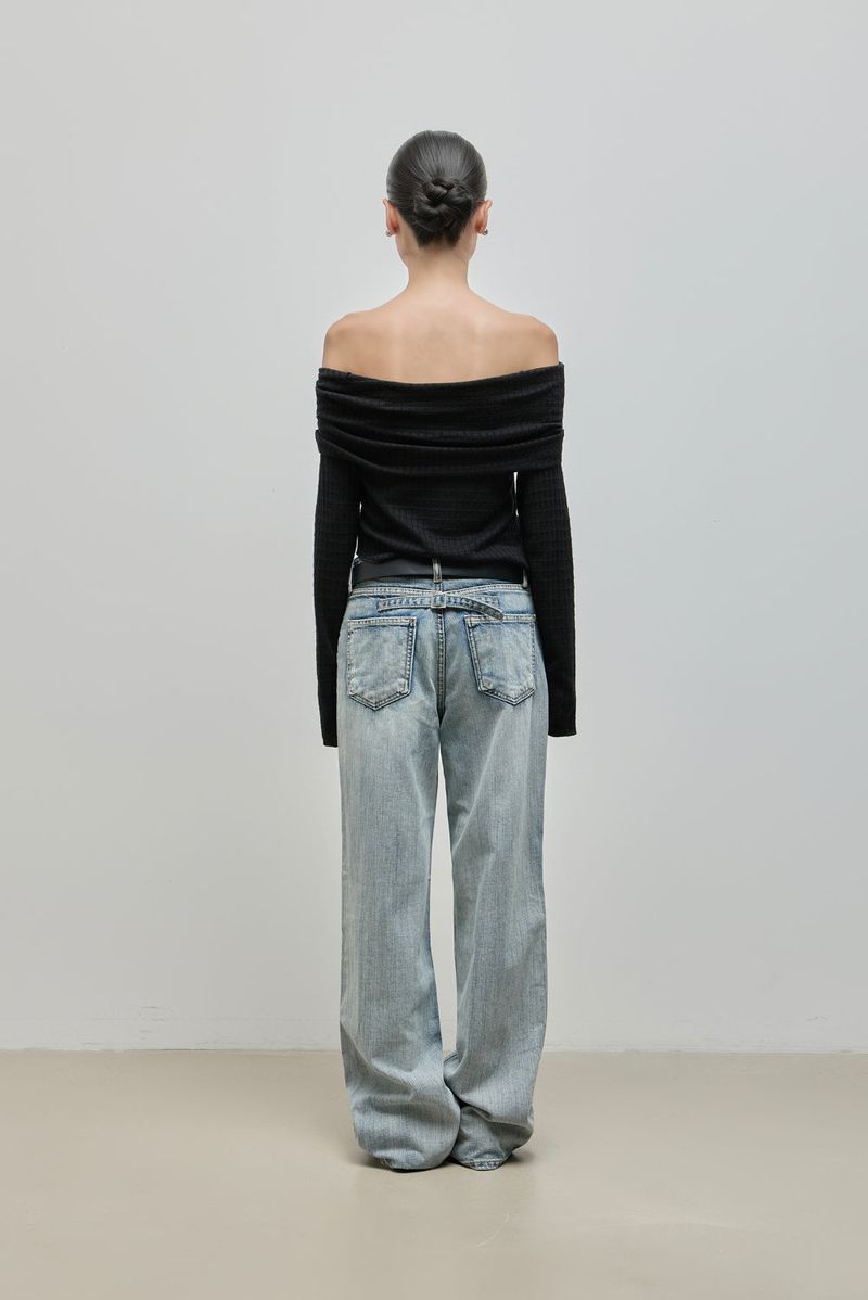 Buckle Denim Pants