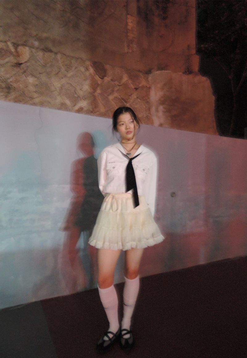 SAILOR TIE BLOUSE _WHITE