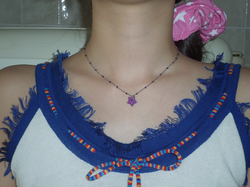 gleaming tiny star necklace [purple]