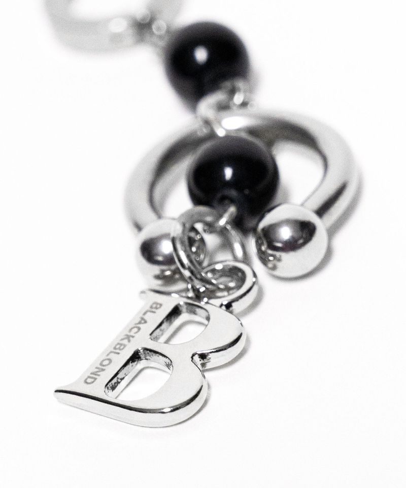 BBD Stone Ball B Logo Earring (Silver&Black)