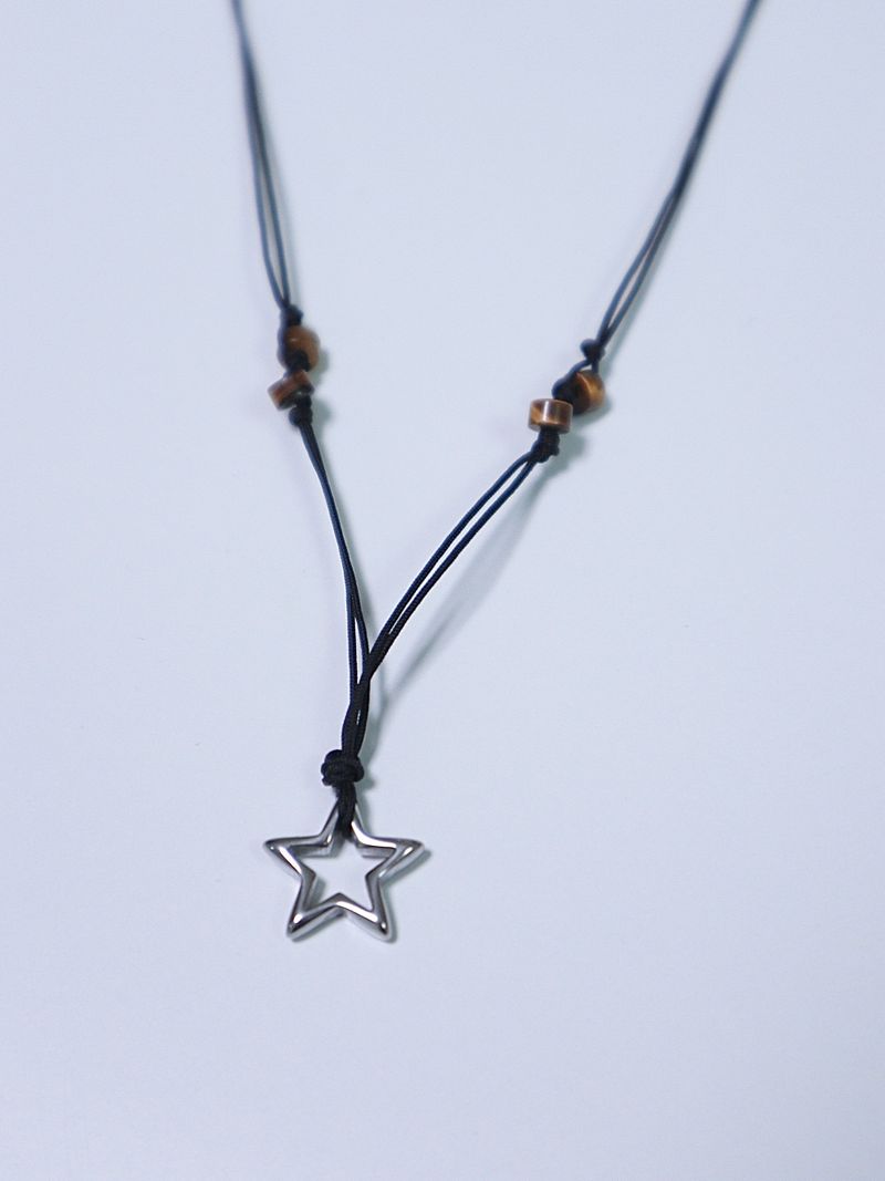 All surgical steel star gemstone string necklace