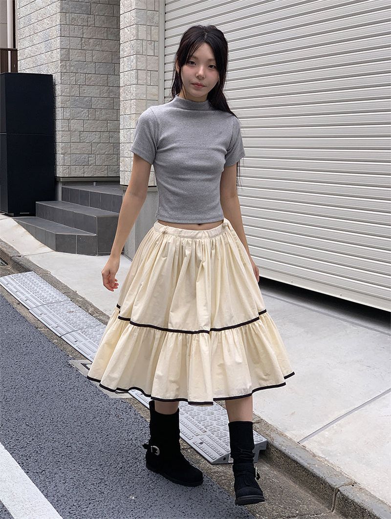 TAPE FLARE RIBBON SKIRT (2C)
