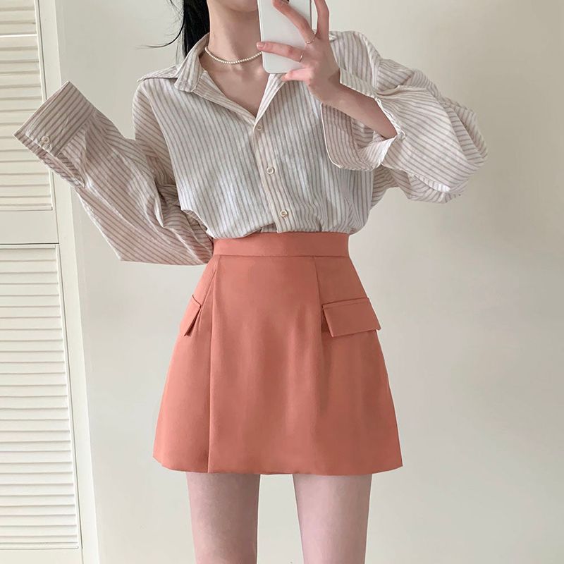 [4color] slit pocket mini skirt
