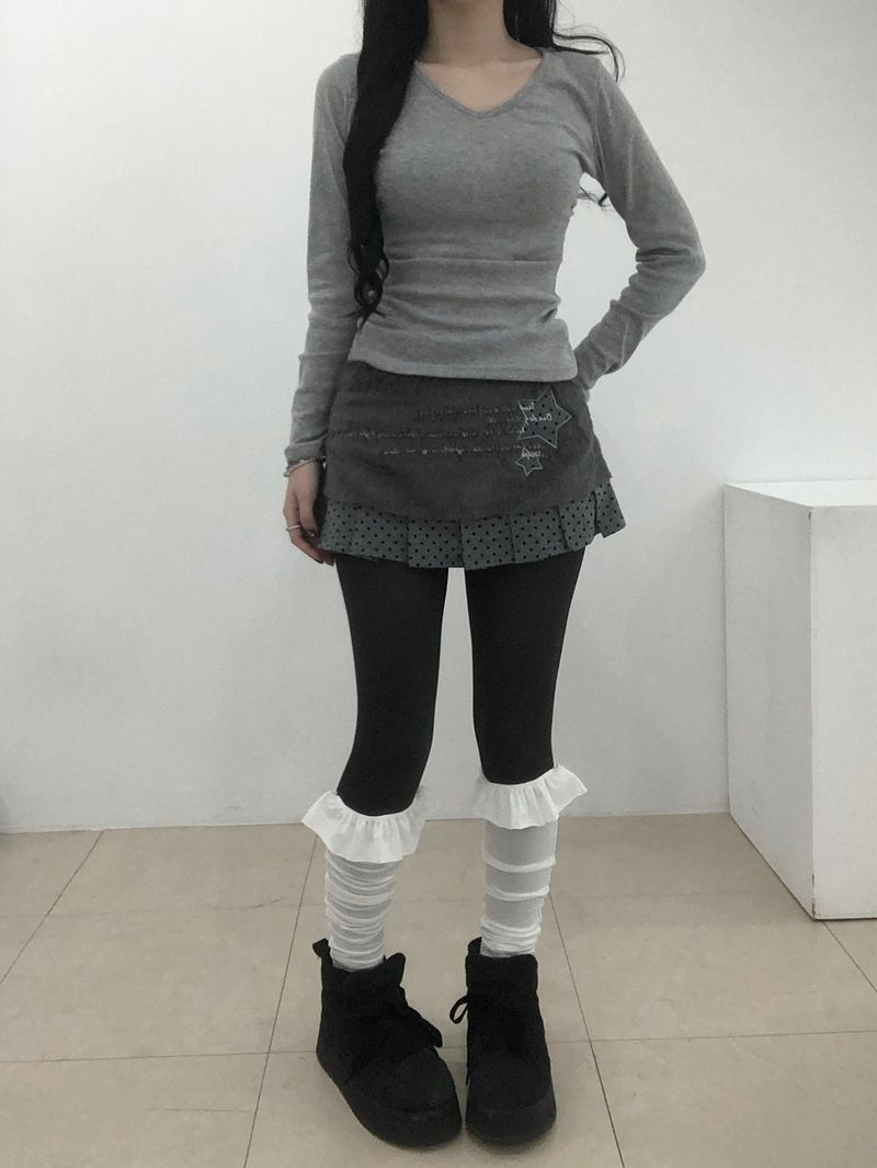 Slim Shirring V-Neck T