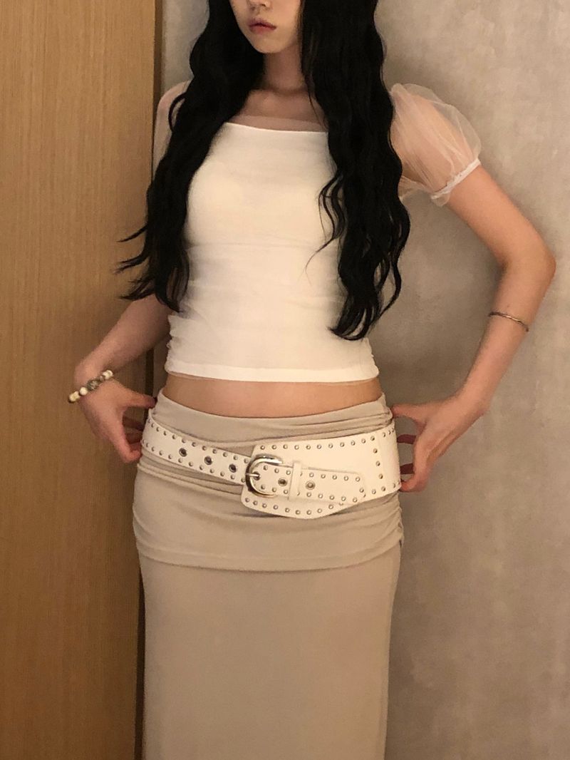 Jelly Shirring Long Skirt