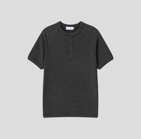 ローガンリブマッスルフィットヘンリーネック半袖Tシャツ