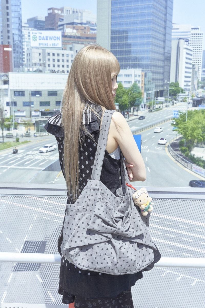 Ribbon bag (Dot-gray)