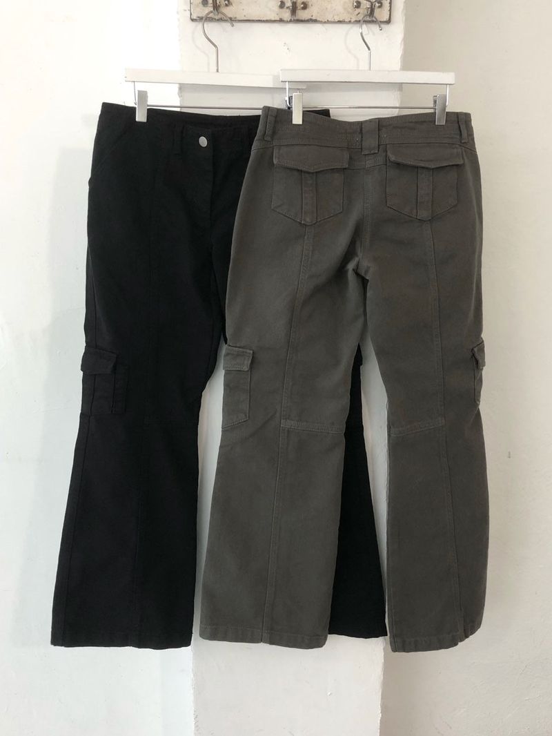Low cargo bootcut pants