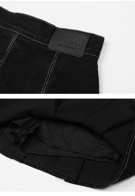 [mnem] denim set-up mini skirt