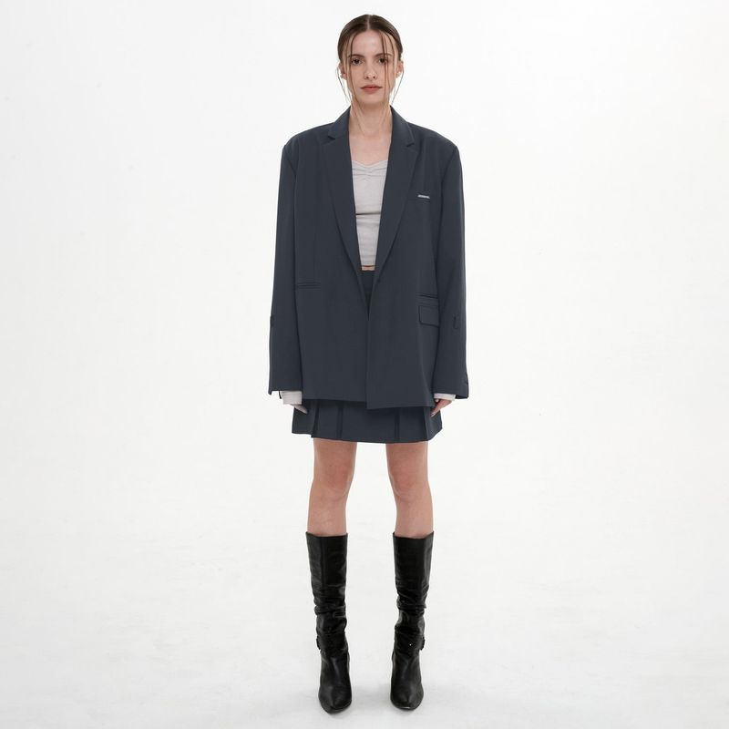 SLEEVE STRAP OVER FIT JACKET(BLUE GRAY)
