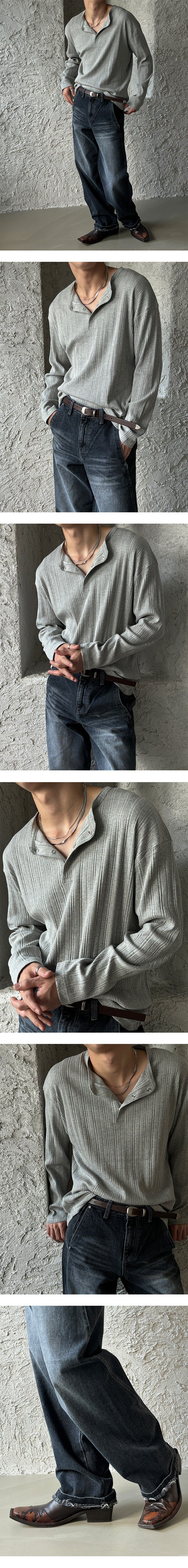 [F/W] Golgi button henry neck long sleeves (4color)