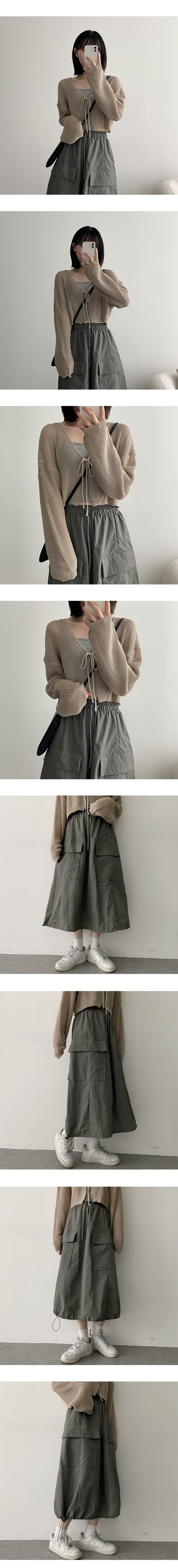 Top T-shirt nylon string long skirt