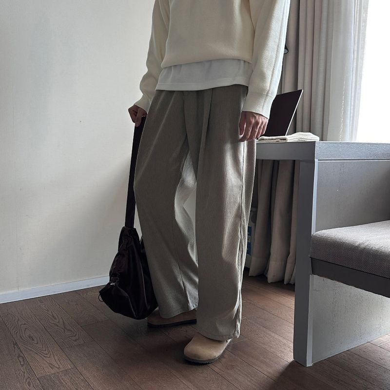 LMN Kubo One Tuck Corduroy Wide Pants (7 colors)