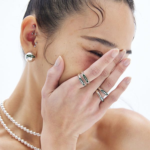 GREEN TAG BALL EARRINGS