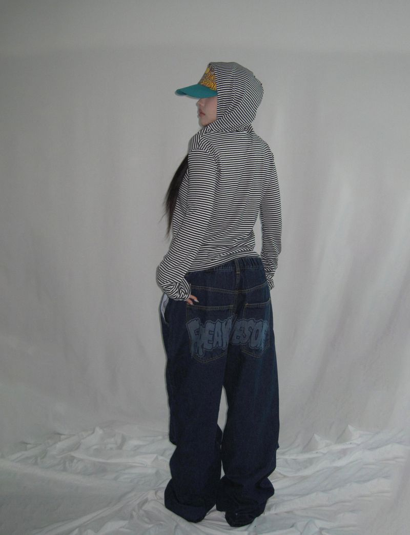 Slim Fit Striped Hand Warmer Hoodie