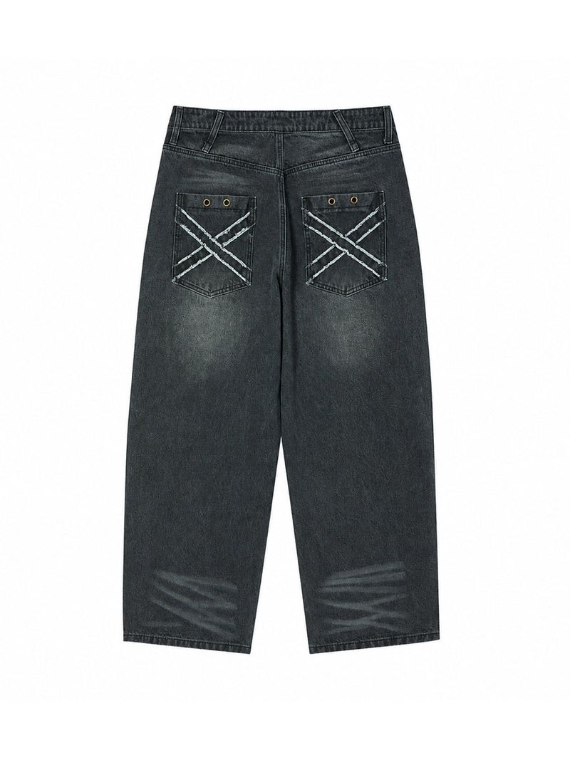 CROSS APLIQUE DENIM BLACK