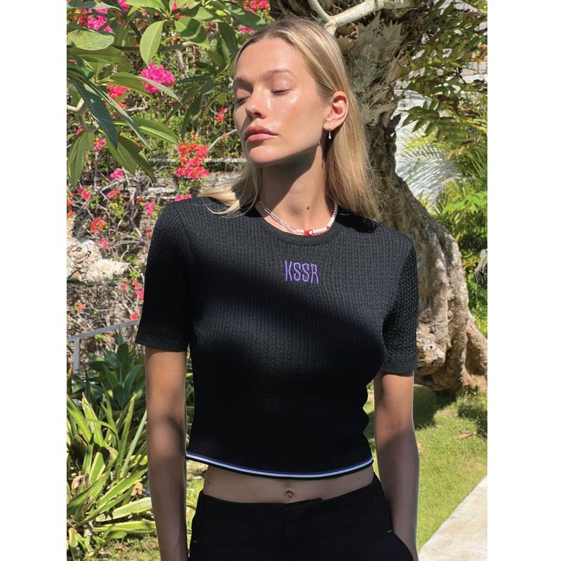 Cable Crop Knit Black