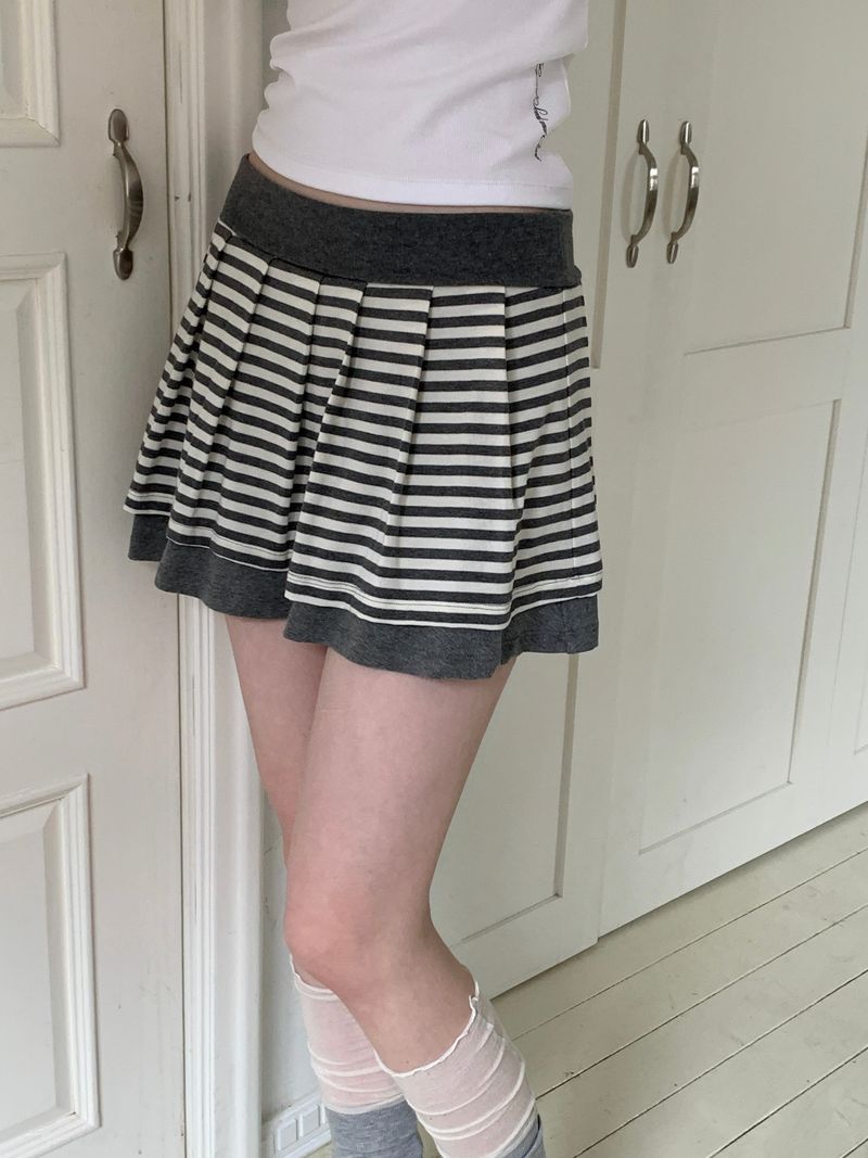 [ORIGINAL] Piece Striped Layered Skirt