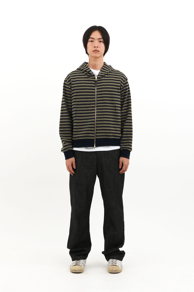 ONE WAY STRIPE HOODIE ZIPUP (GREEN/NAVY)