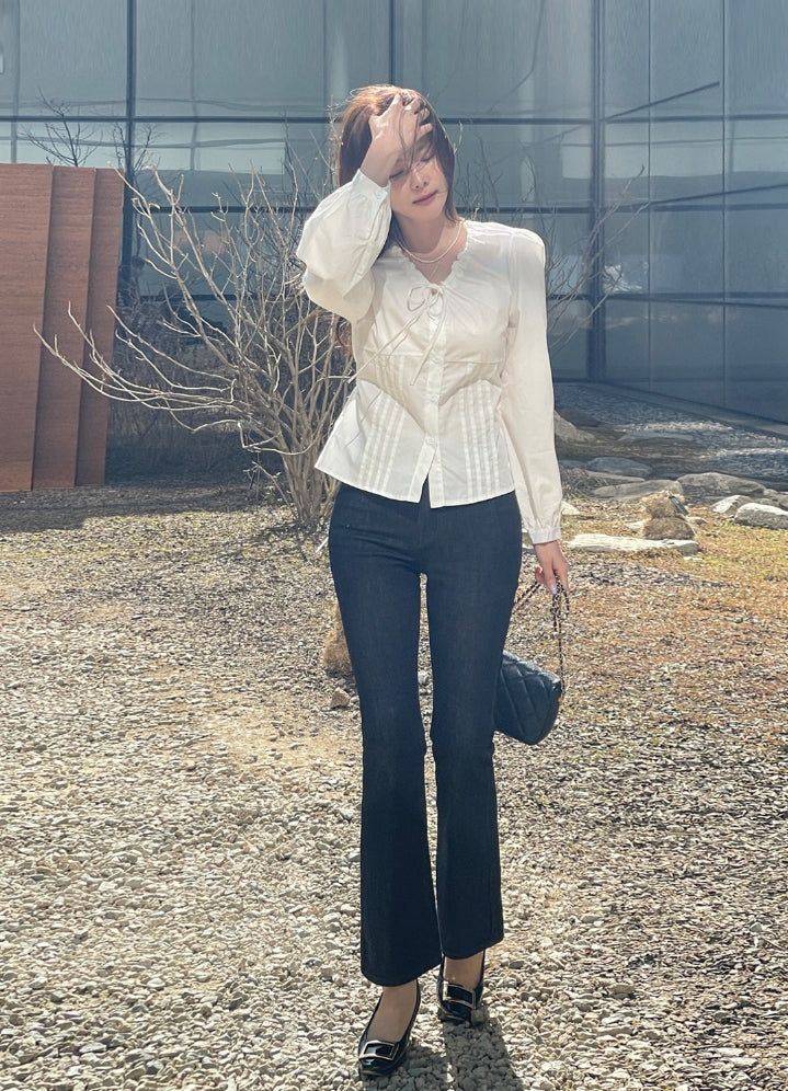 Metune Shirring Strap Puff Blouse