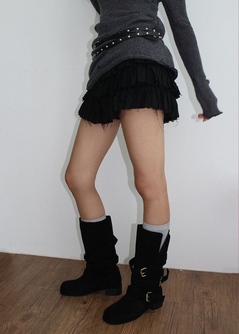 SUEDE BELT MIDDLE BOOTS