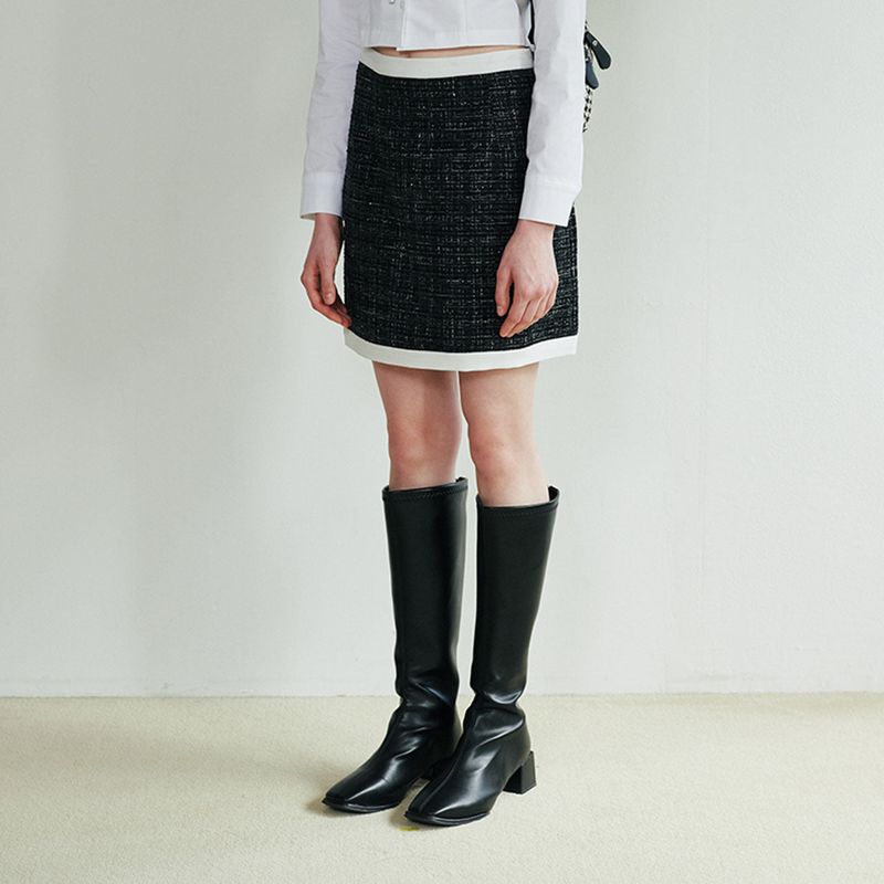Bling Tweed Skirt - BLACK