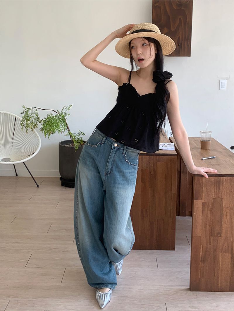 STUD BALLOON WIDE JEANS