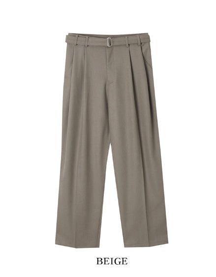Andy Wool Belt Two Tuck Wide Slacks