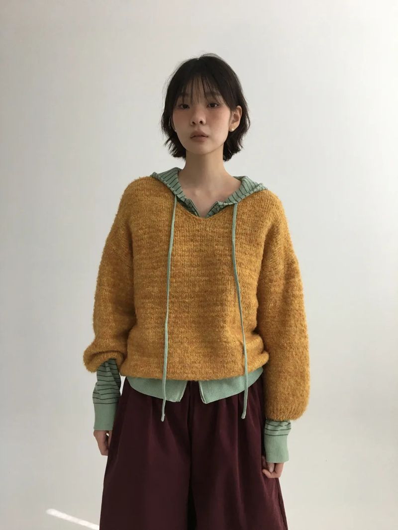 Bonbon Boucle V-neck Knit (5color)