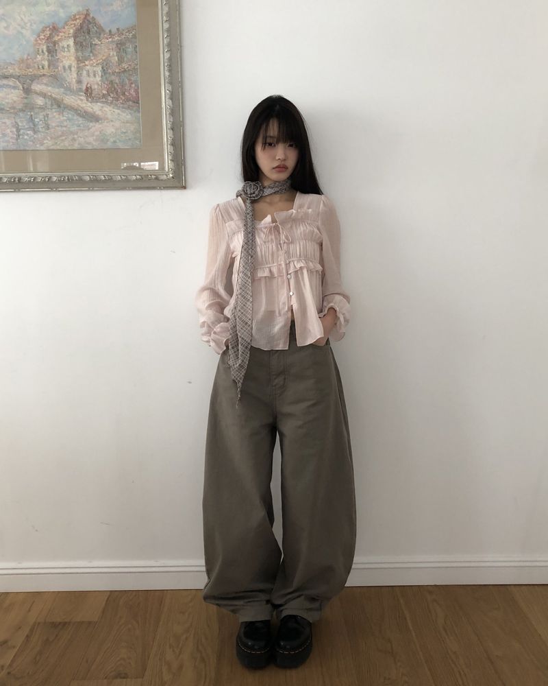 Habeun Back Corset Balloon Wide Pants