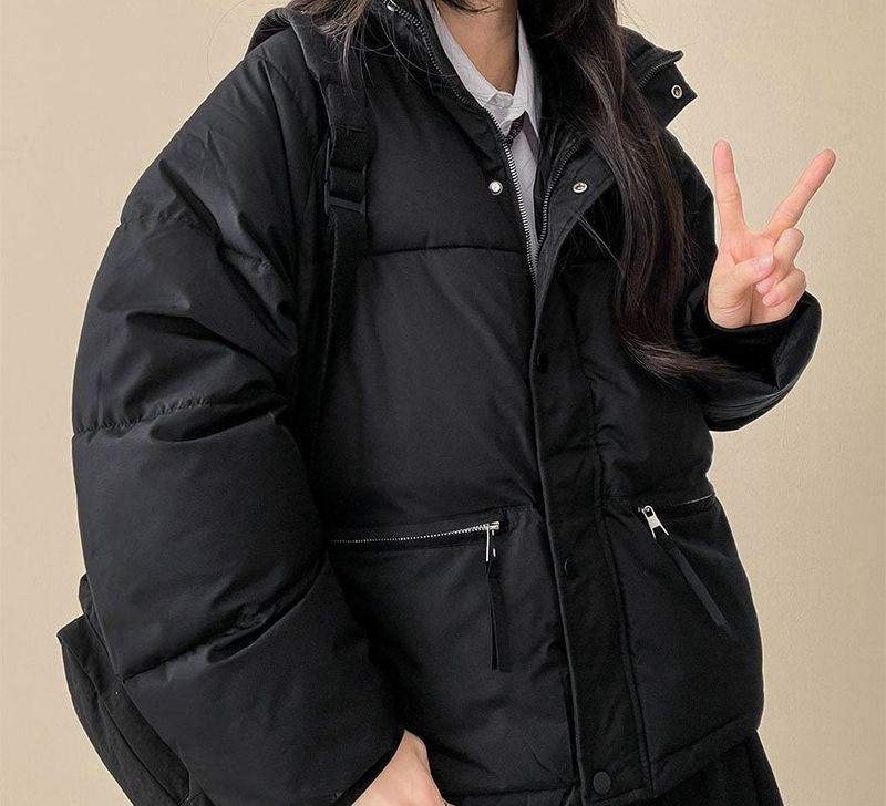  Ringf pocket zipper high neck padded jumper