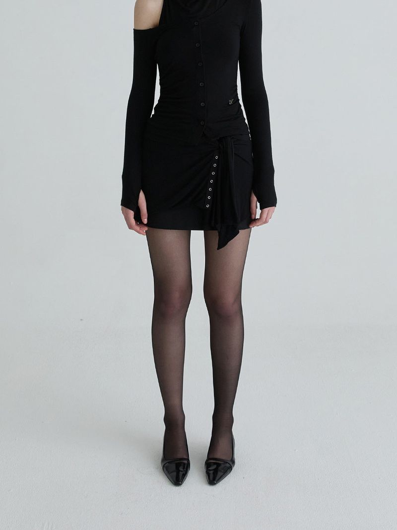 Not your rose（ノットユアローズ）の「Cardigan layered skirt (Black)（Skirts）」