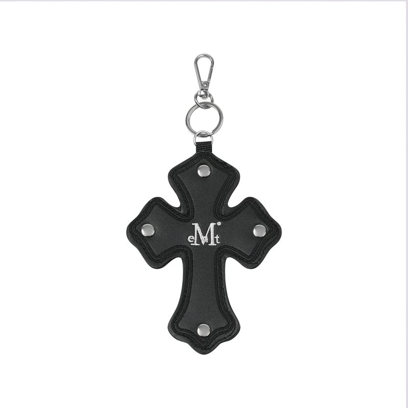 REX CROSS LEATHER PATCH KEY RING UNISEX