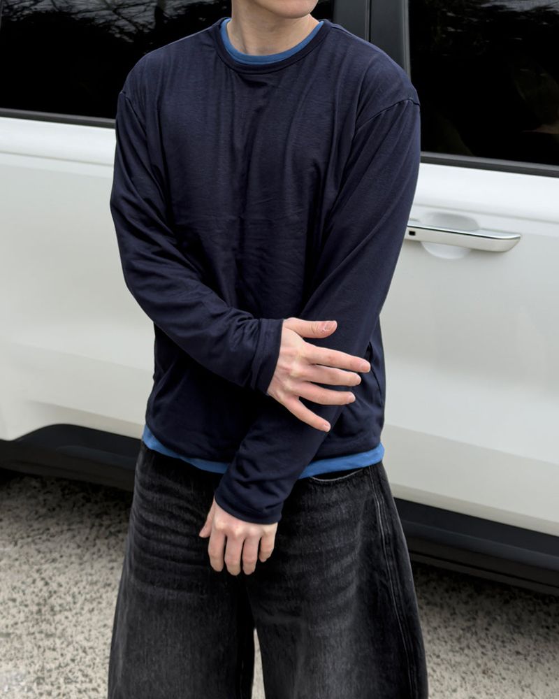 Silky Basic Layered Long Sleeve T-Shirt