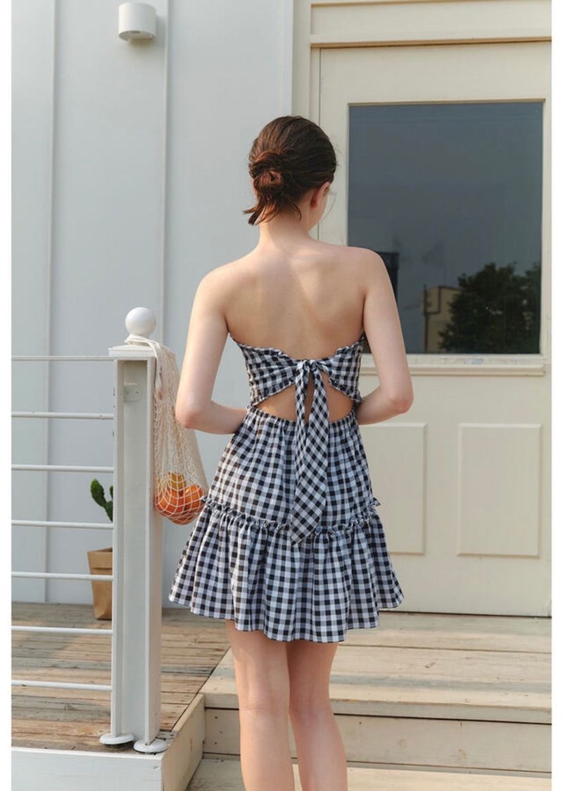 Marie Check Dress Black
