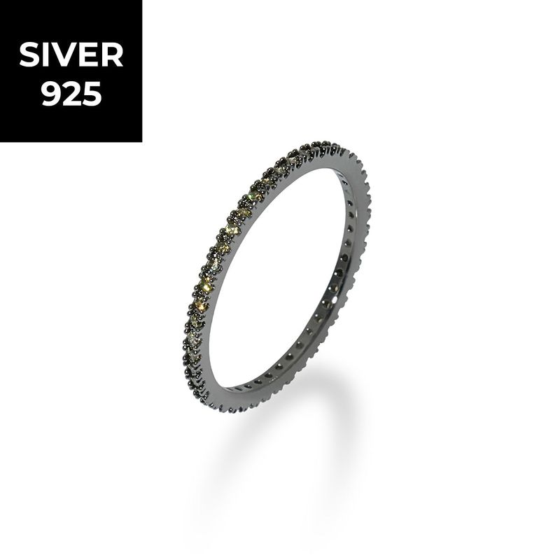 [S925] 1MM Yellow Tennis Rilng (black silver)
