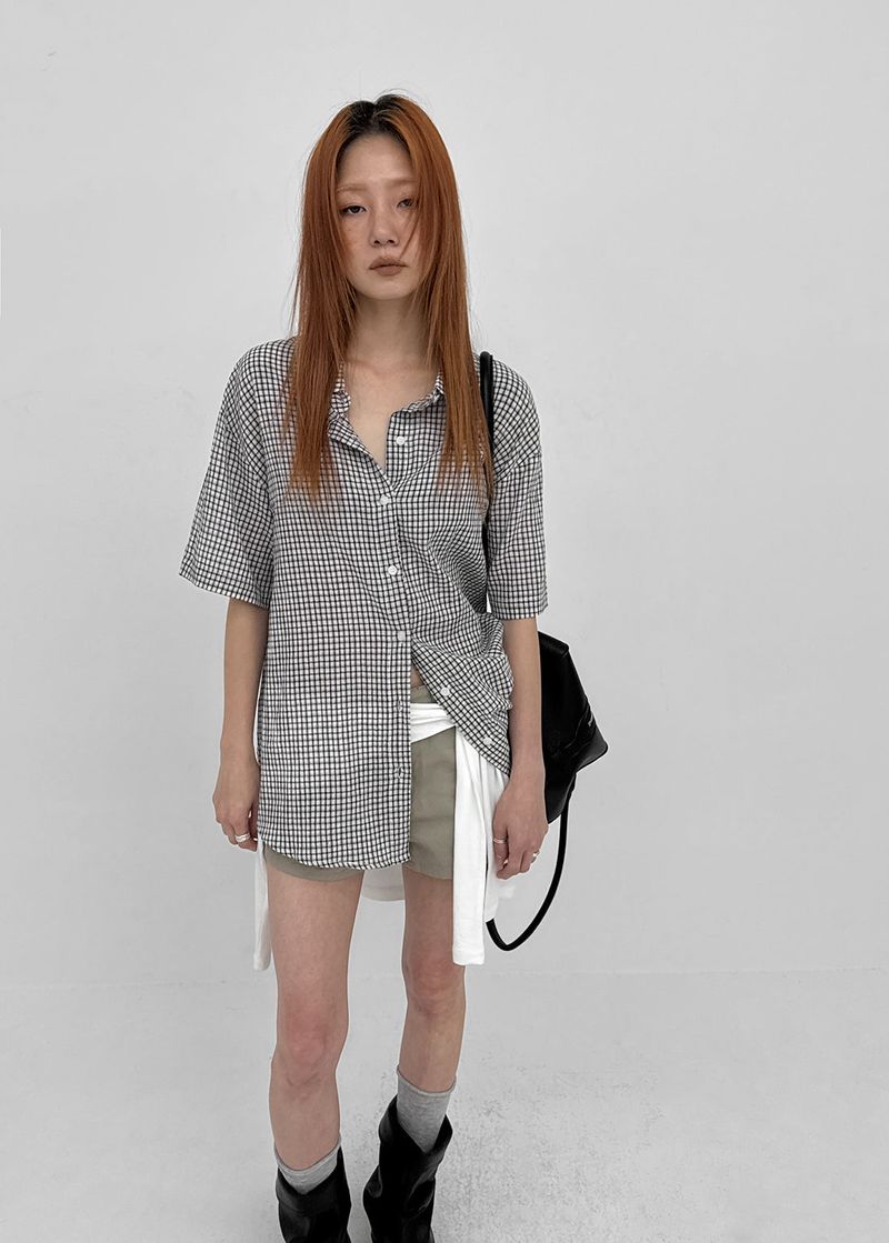 BLACKUP（ブラックアップ）の「[MADE] Snetch Seersucker Check Short-Sleeve Shirt（Tops）」