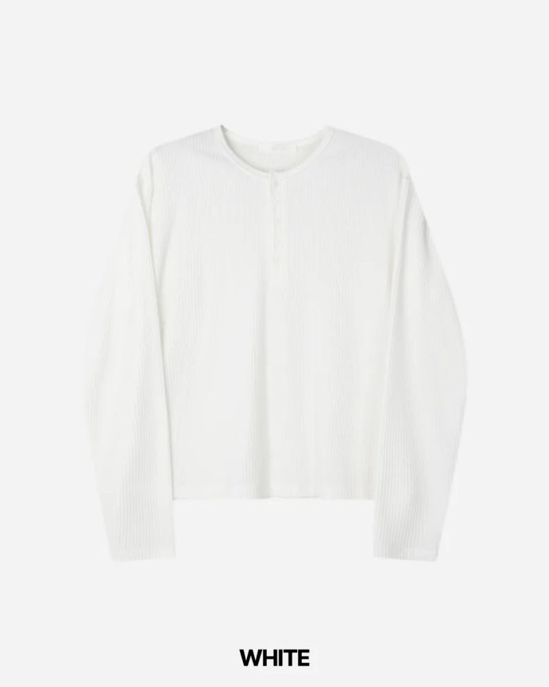 スポヘンリーネックワッフルロングスリーブ T