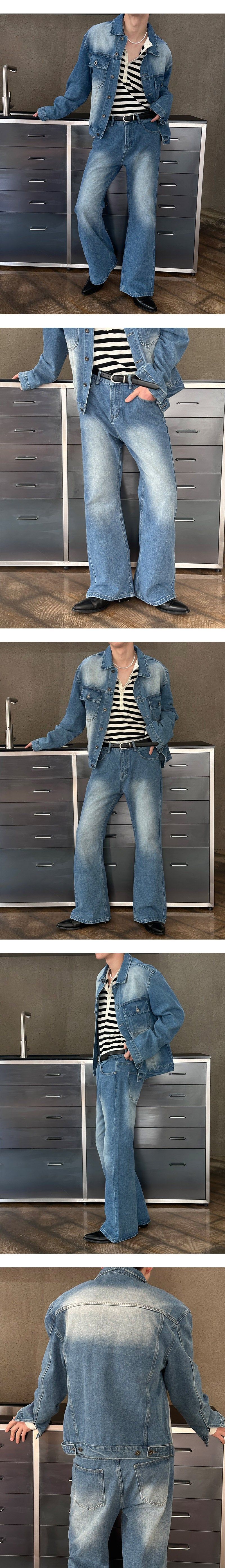 [S/S] Sand washing denim trucker jacket(3color)