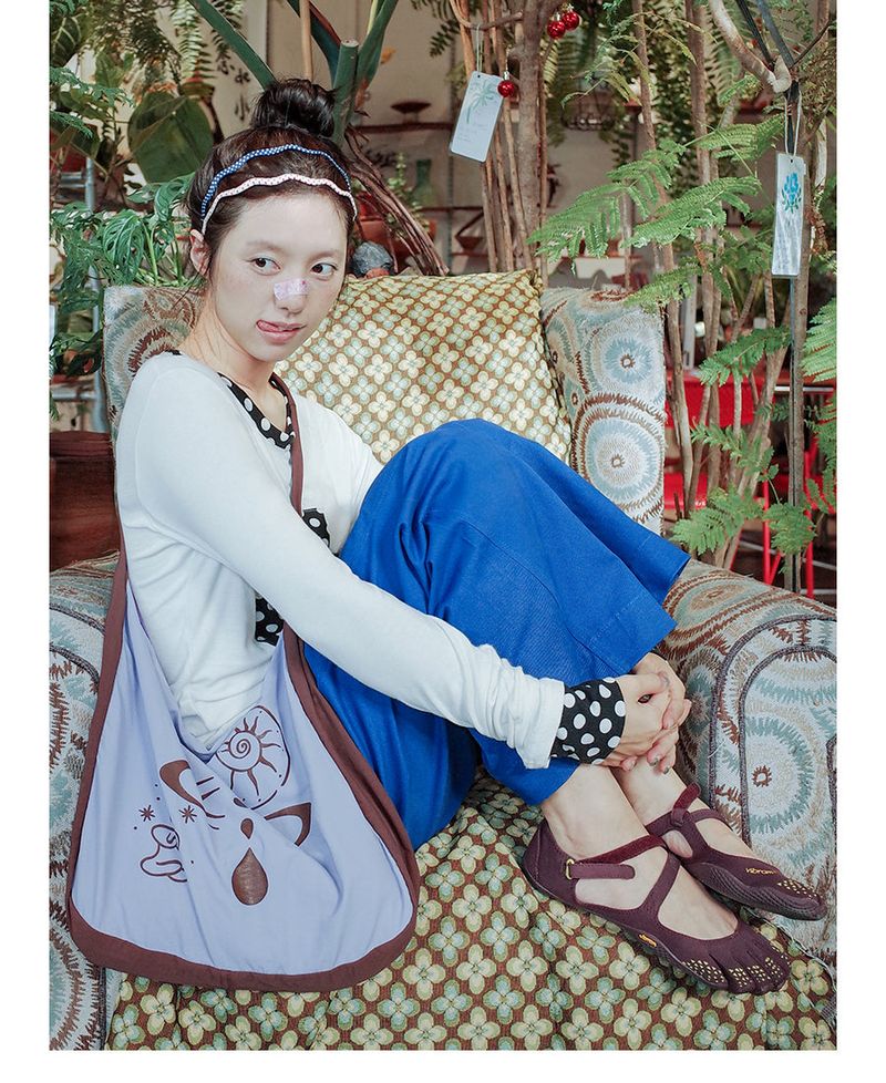 UnsocalNight2025 Original Literary Retro Autumn and Winter プリントブルーストレートマシェパンツ