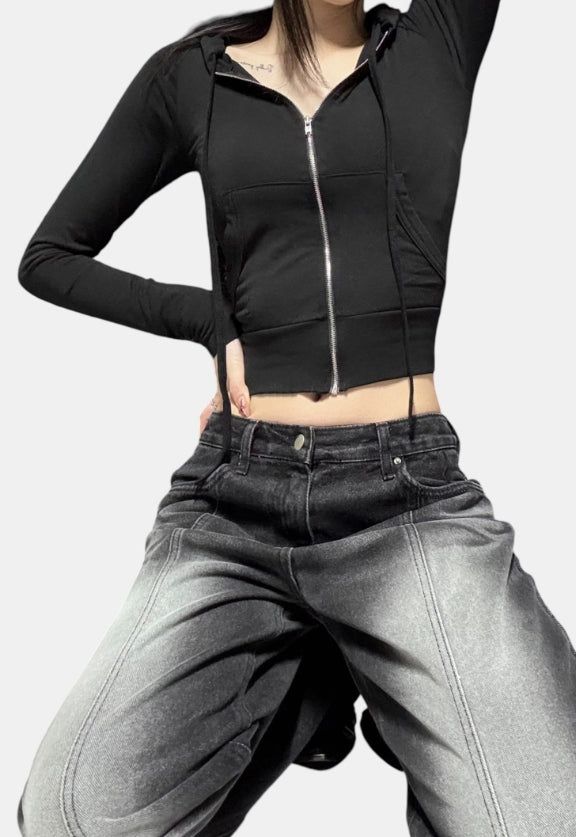 Culotte hood zip-up